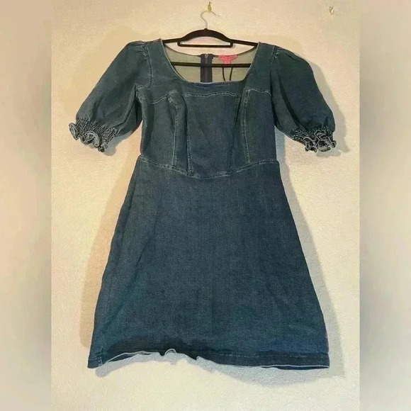 Betsey Johnson Blue Denim Mini Dress Womens Size 8 - Picture 2 of 12